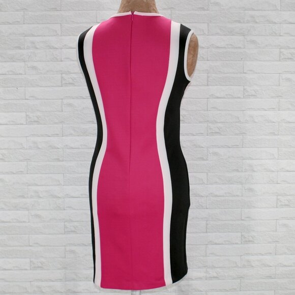 VIVIAN SHYU Dress Colorblock Sheath Stripe Pink Black White Casual Summer Medium - Picture 4 of 11